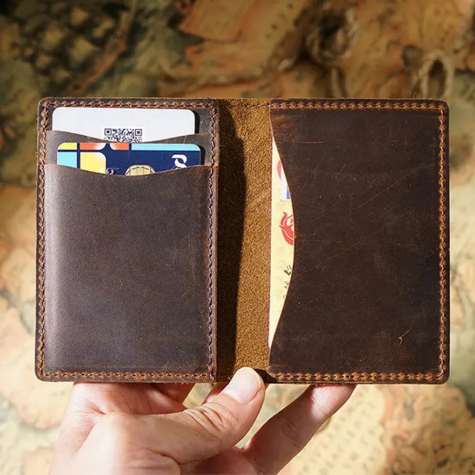 Travel Wallet Slim - Genuine Leather Pocket Slim Card Holder
