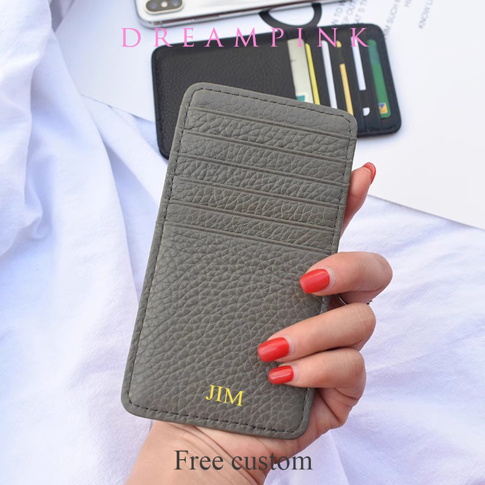 Travel Wallet Slim - Luxury Custom Name Initials Cowhide Card