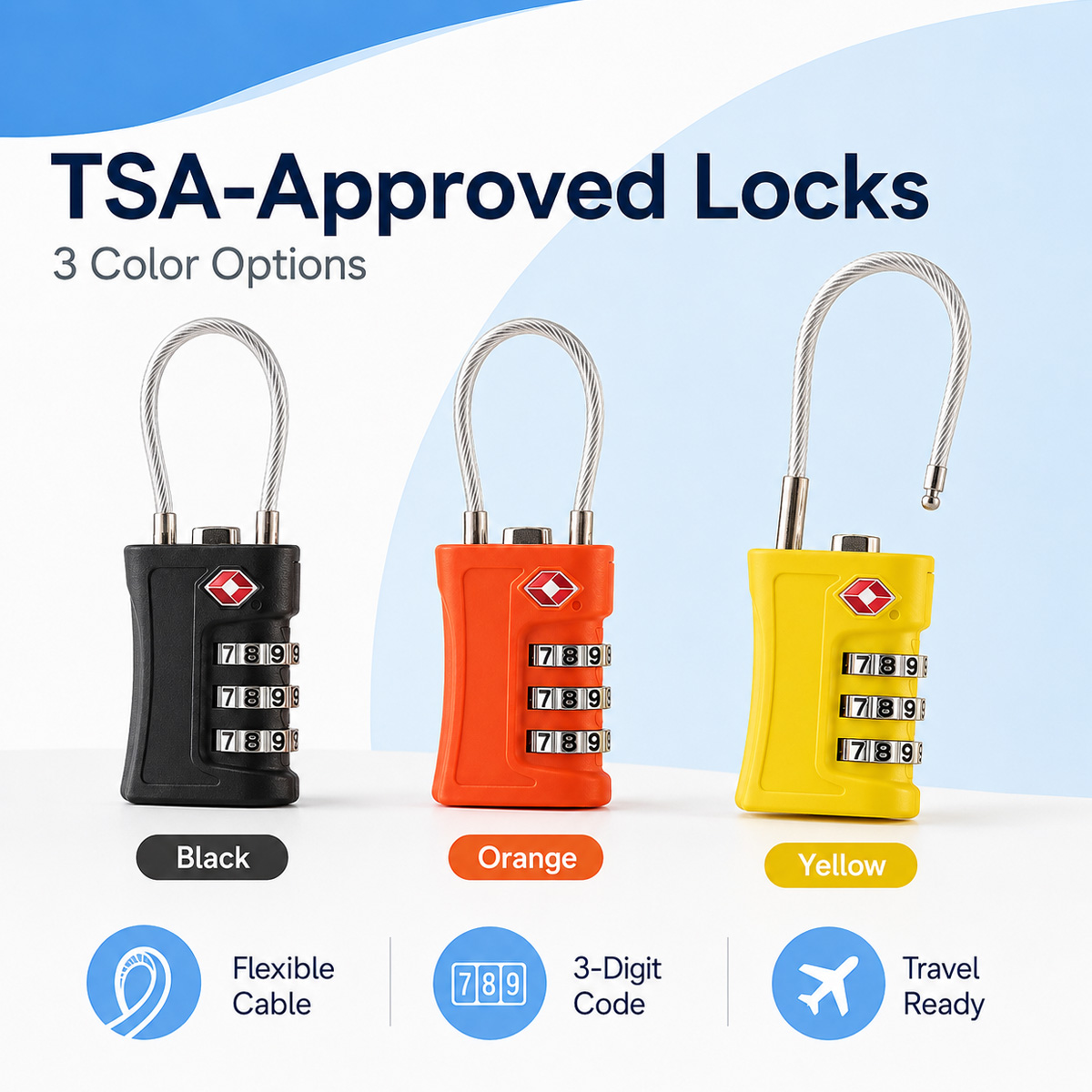 TSA Approved Luggage Lock 3 Di - Cable Lock Combination review and price