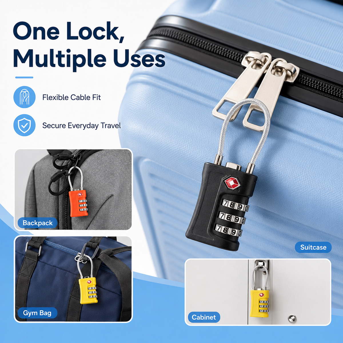 TSA Approved Luggage Lock 3 Di - Cable Lock Combination review and price