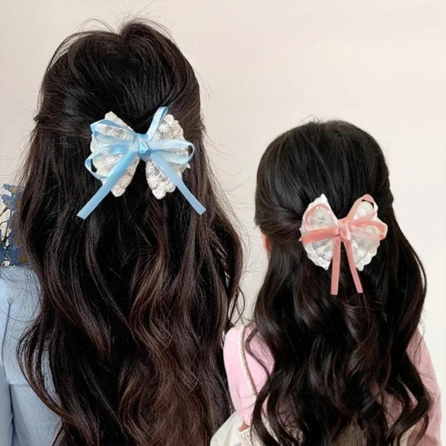 2pcs/set Cute Lace Bow Hair Cl - Travel Accessories Kids review and price