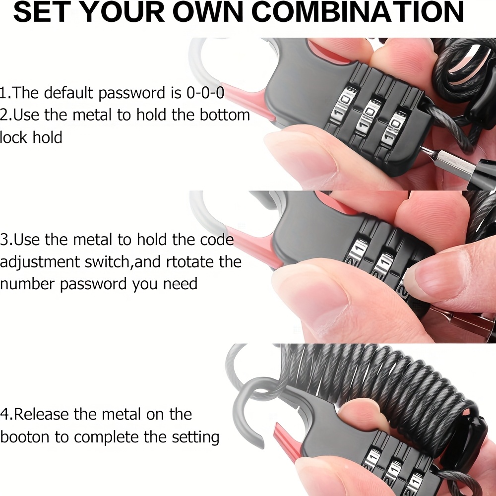 3 Digit Combination Padlock wi - Cable Lock Combination review and price