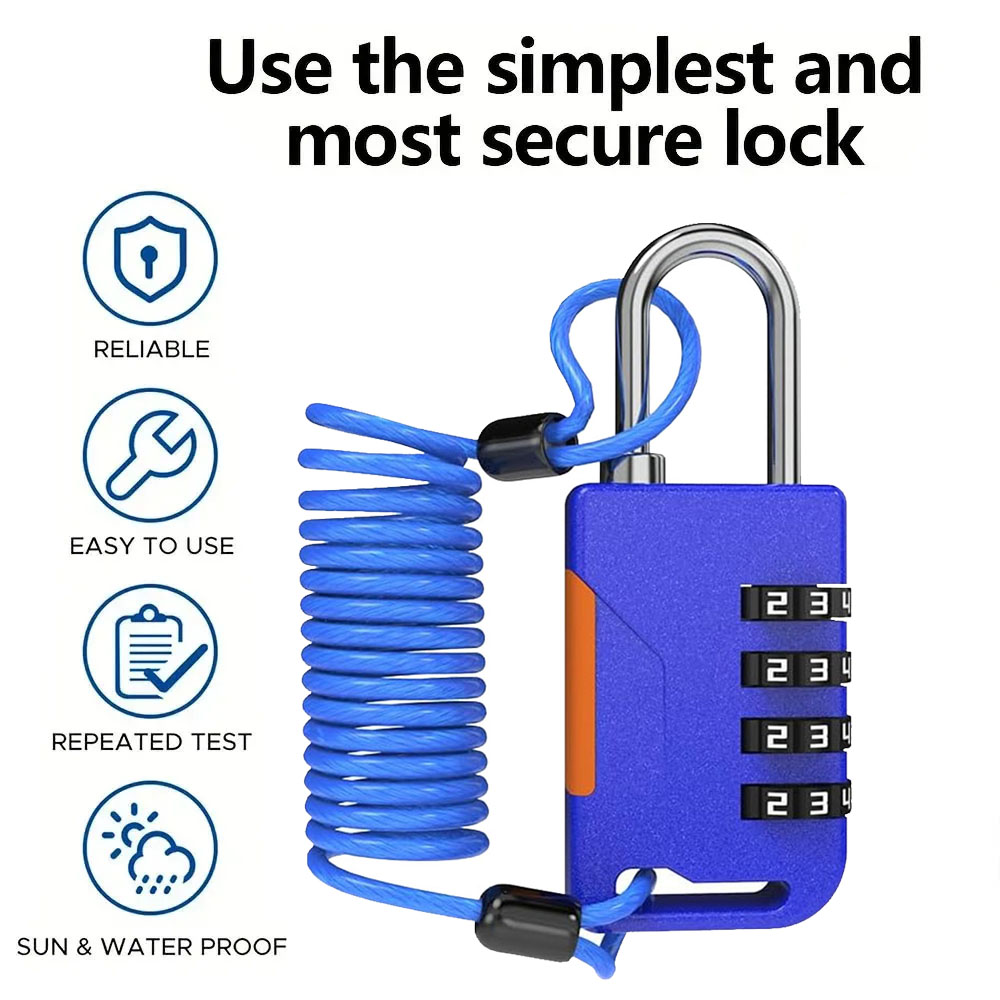 4 Digit Combination Padlock wi - Cable Lock Combination review and price