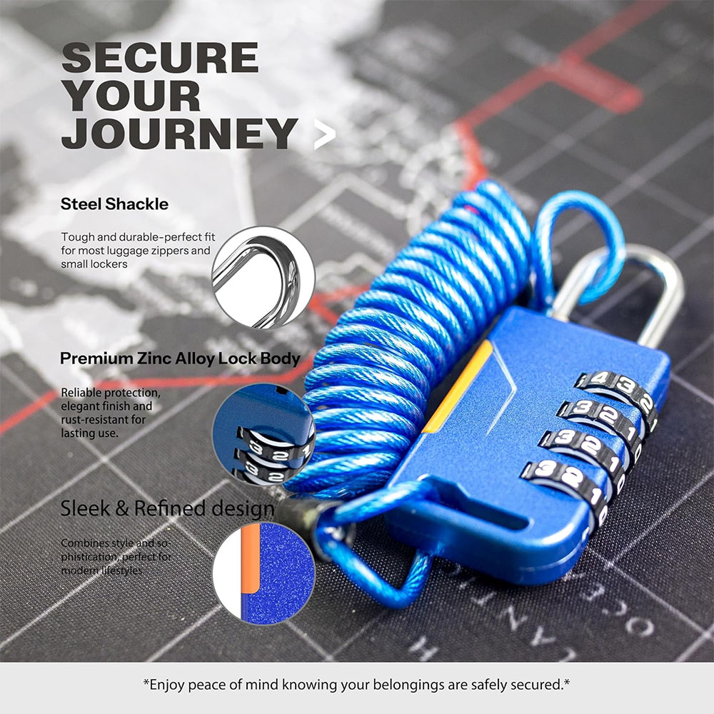 4 Digit Combination Padlock wi - Cable Lock Combination review and price